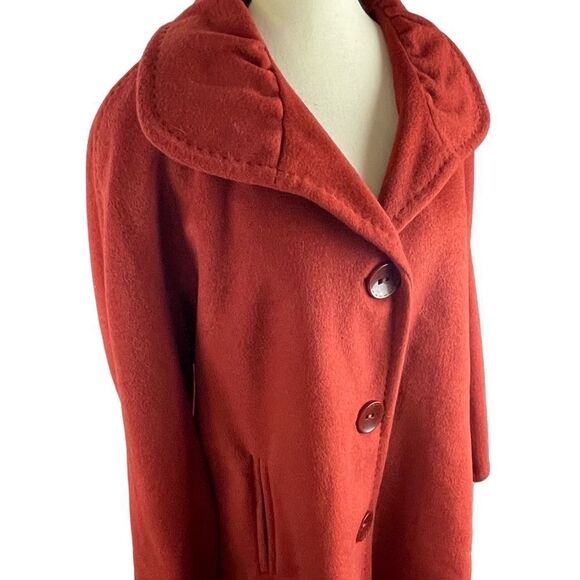 Ellen Tracy burnt orange wool angora blend 3 button coat sz 14P small side slits - Picture 4 of 13
